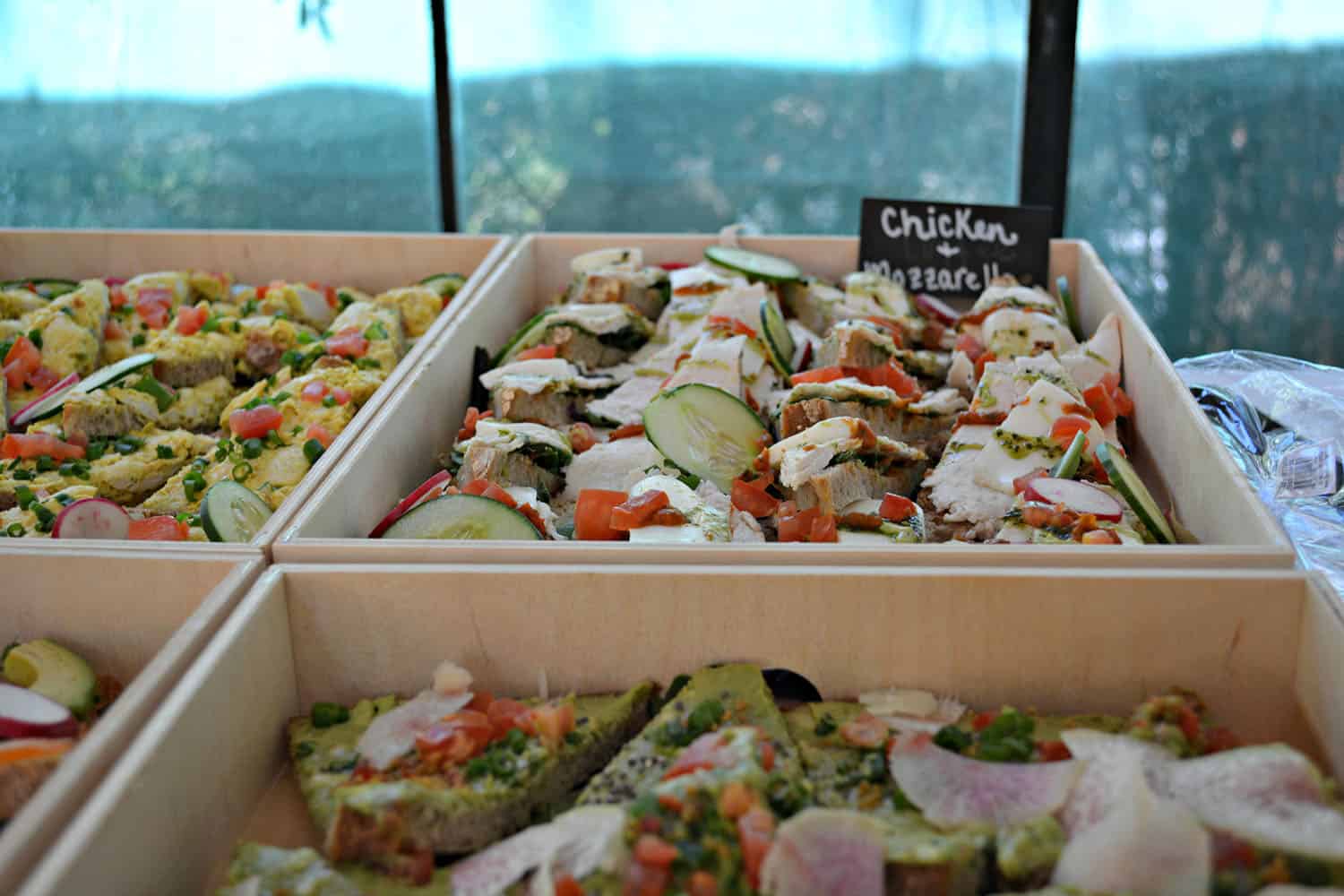 A tray of chicken mozzarella sandwiches at the volunteer lunch.